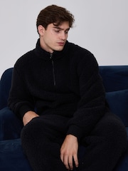 Loungeable Cosy Borg Fleece Quarter Zip and Joggers Lounge Set - Obraz 3 z 5