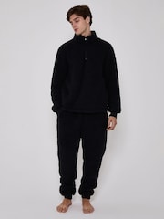 Loungeable Cosy Borg Fleece Quarter Zip and Joggers Lounge Set - Obraz 5 z 5