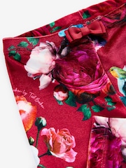 Baker by Ted Baker Red 100% Cotton Bow Peplum Top and Floral Leggings Set - Image 8 of 8