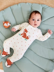 JoJo Maman Bébé Cream Fox Sleepsuit - Image 1 of 8