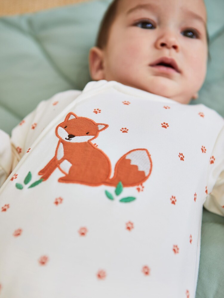 JoJo Maman Bébé Cream Fox Sleepsuit - Image 3 of 8