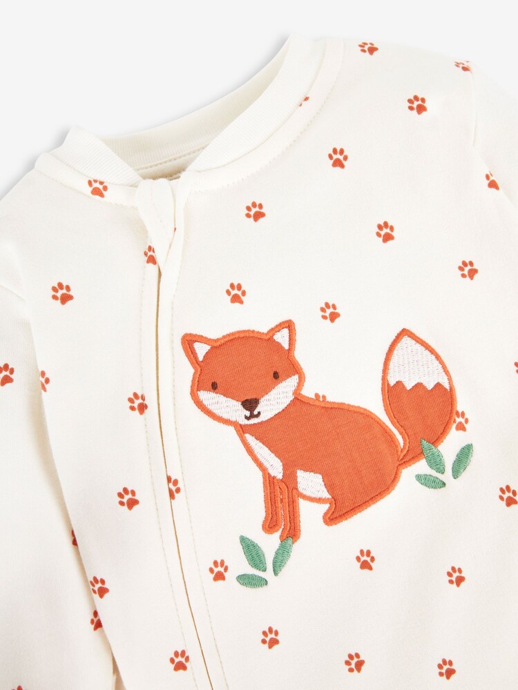 JoJo Maman Bébé Cream Fox Sleepsuit - Image 6 of 8