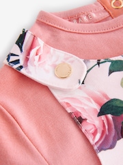 Baker by Ted Baker 2 Piece Pink Floral T-Shirt and Dungaree Set - Image 4 of 5
