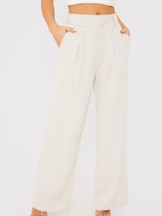In The Style Cream Perrie Sian Relaxed Wide Leg Trousers - Image 2 of 4