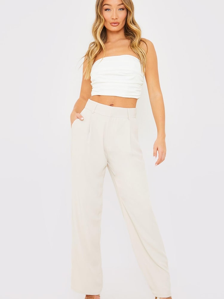 In The Style Cream Perrie Sian Relaxed Wide Leg Trousers - Image 4 of 4