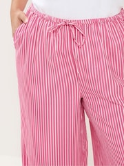 Yours Curve Pink Textured Wide Leg Stripe Trousers - Image 4 of 5