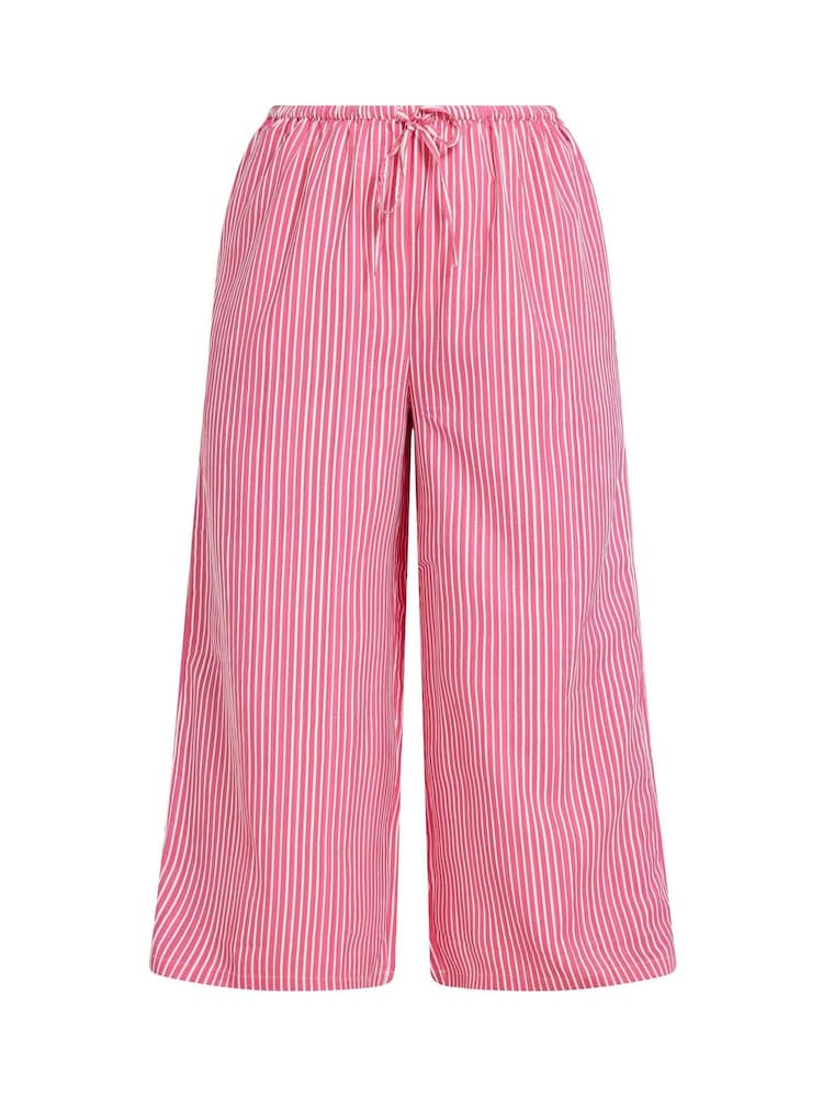 Yours Curve Pink Textured Wide Leg Stripe Trousers - Image 5 of 5
