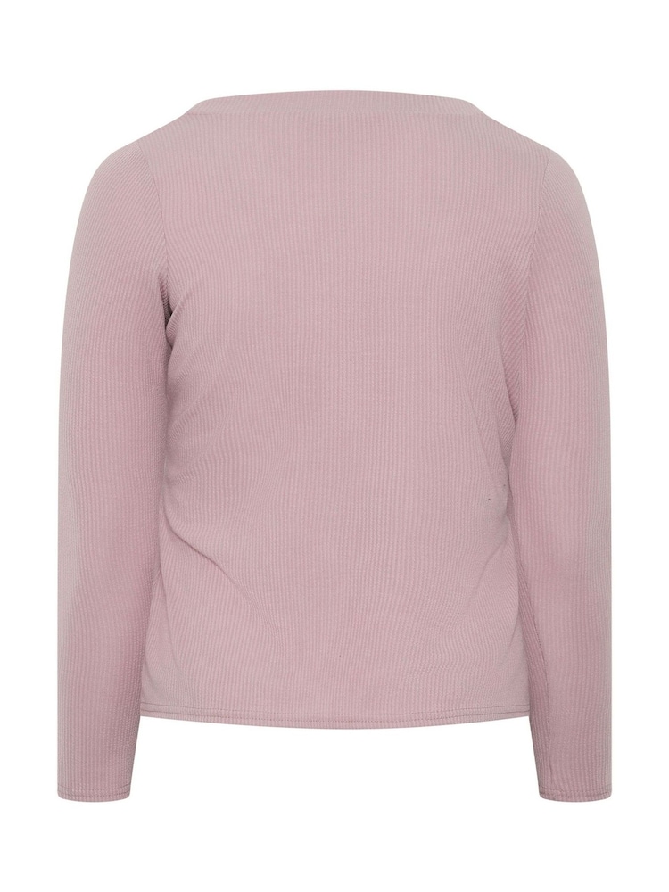Yours Curve Pink Limited Crinkle Ribbed Button Cardigan - Image 6 of 6 Yours Curve Pink Limited Crinkle Ribbed Button Cardigan - Image 6 of 6