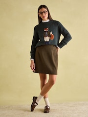 Joules Bramble Brown Tweed Skirt - Image 6 of 8