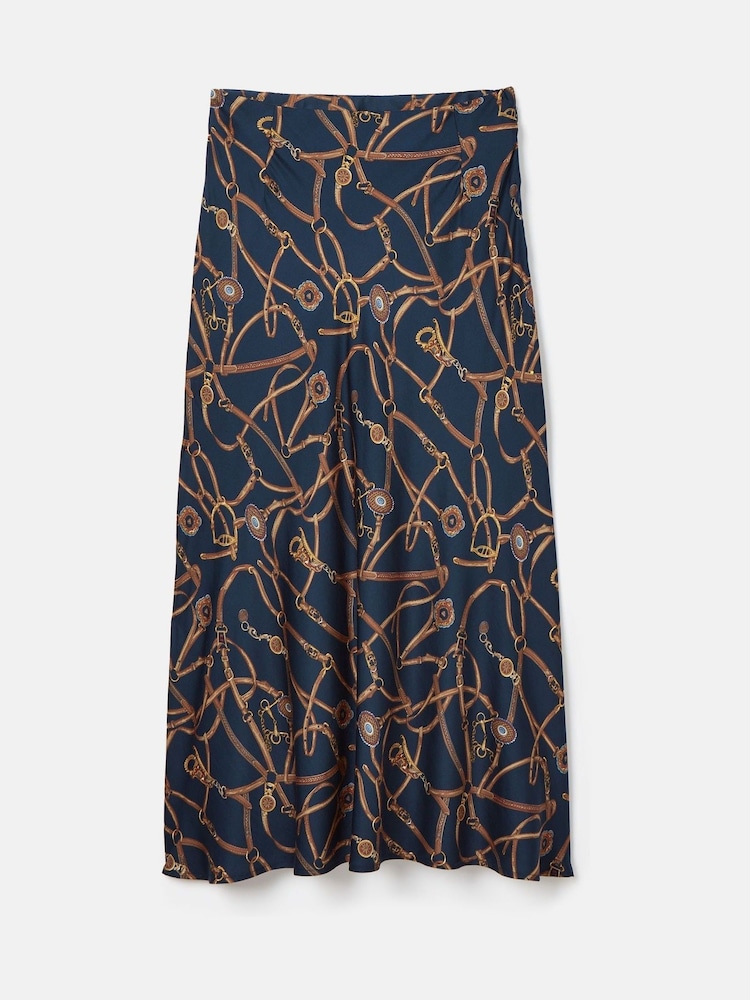 Joules Penelope Navy Satin Midi Skirt - Image 6 of 6