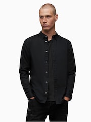 AllSaints Black Crome Hawthorne Long Sleeved Shirt - Image 1 of 5