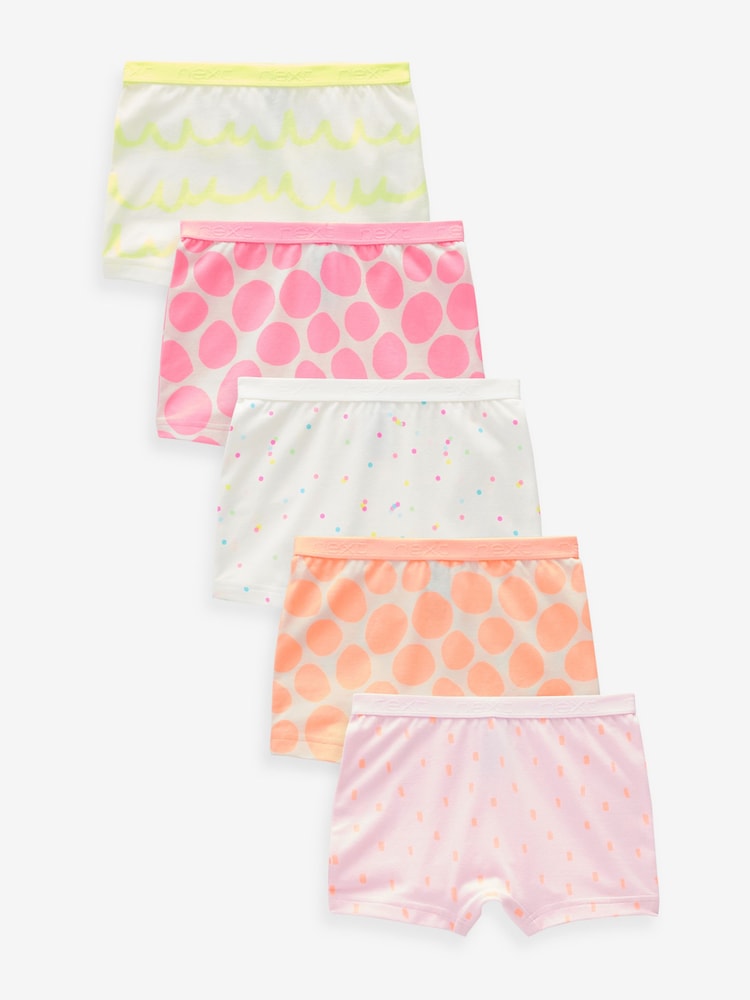 Pink/Orange Short Briefs 5 Pack (2-16yrs) - Image 1 of 8