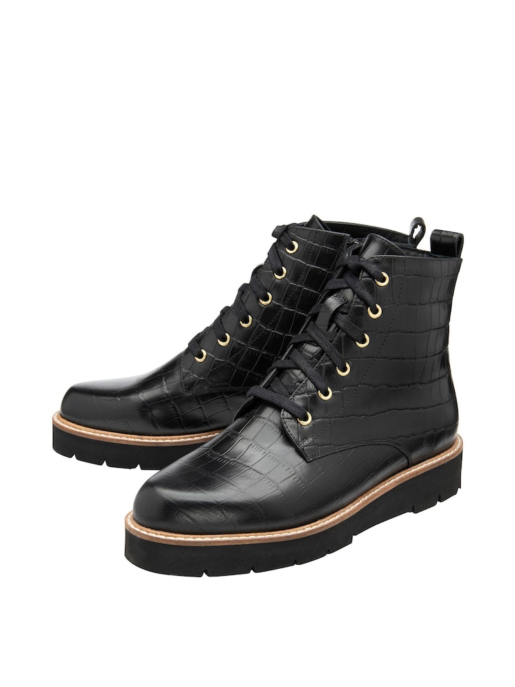 Ravel Black chrome Leather Ankle Boots - Image 2 of 4