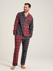 Joules Goodnight Red Check Christmas Pyjamas - Image 1 of 6