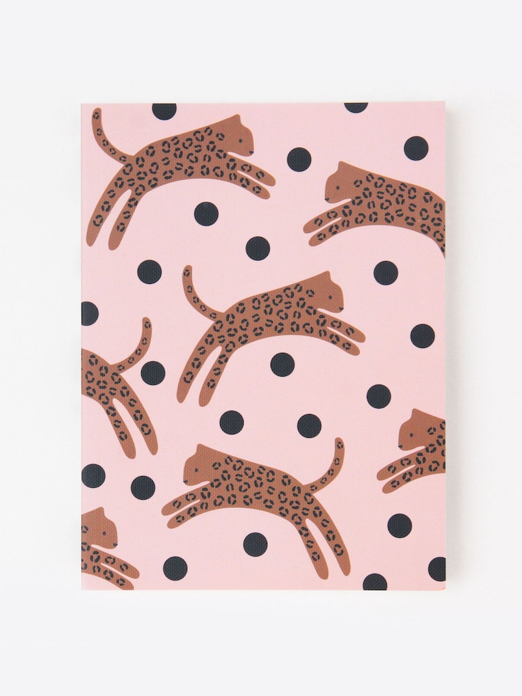 Caroline Gardner Pink Leaping Leopard Tabbed Notebook - Image 1 of 4