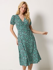 M&Co Blue Midi Wrap Dress - Image 2 of 5