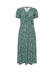 M&Co Blue Midi Wrap Dress - Image 5 of 5