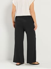 Yours Curve Black Soft Touch Wide Leg Trousers - Image 3 of 5