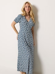 M&Co Blue Maxi Wrap Dress - Image 2 of 5