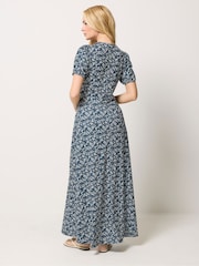 M&Co Blue Maxi Wrap Dress - Image 3 of 5