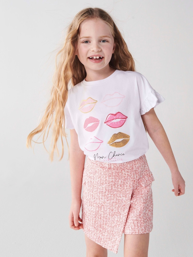 River Island White Lips Girls 100% Cotton T-Shirt - Image 1 of 5 River Island White Lips Girls 100% Cotton T-Shirt - Image 1 of 5