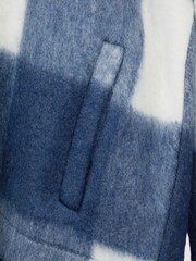 Reiss Blue Scott Junior Brushed Removable Hood Check Jacket - Image 8 of 8
