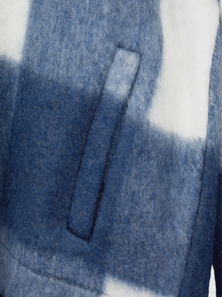 Reiss Blue Scott Junior Brushed Removable Hood Check Jacket - Image 8 of 8
