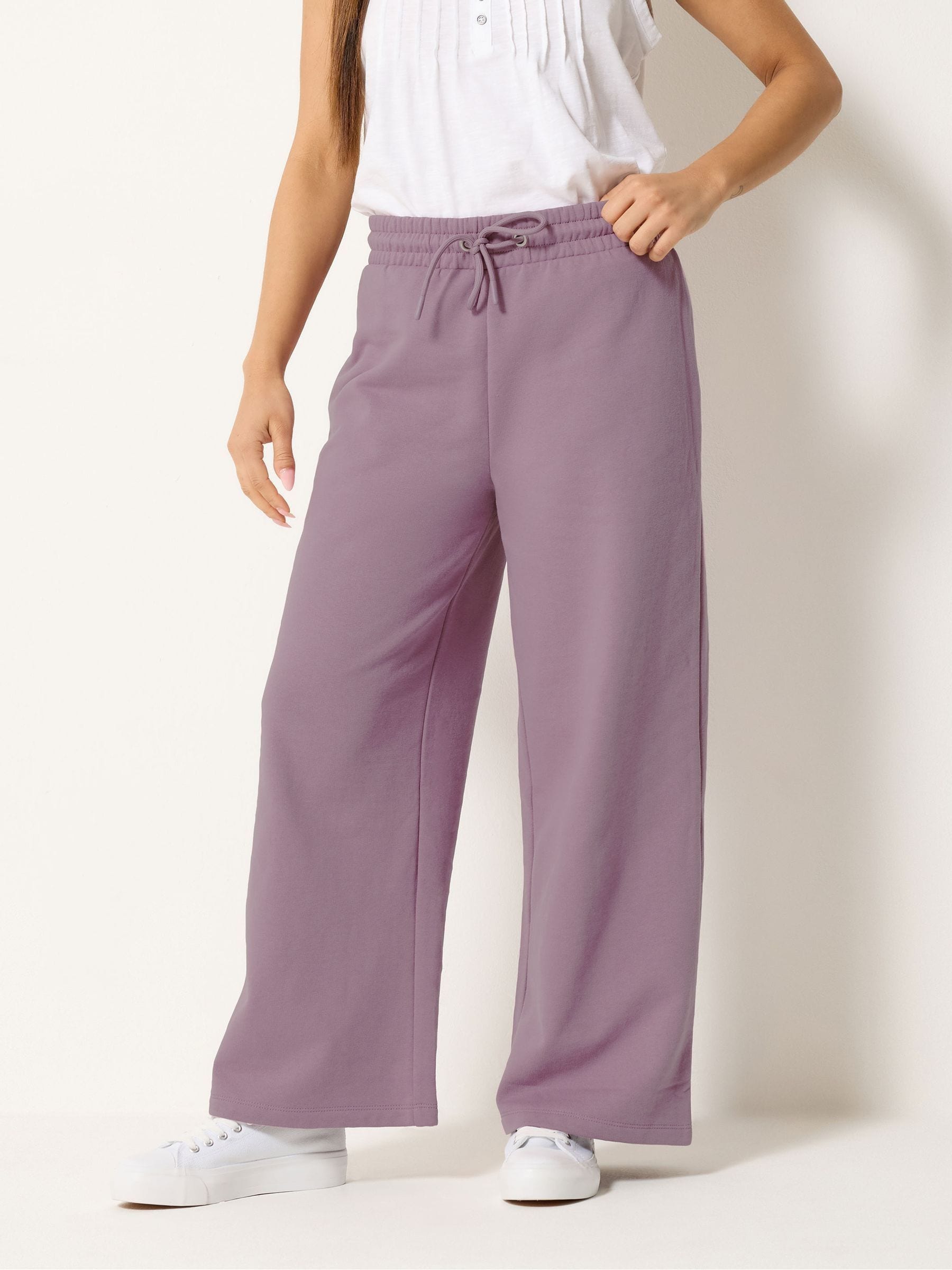 M & Co Women's Purple Petite Wide Leg Joggers
