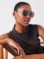 Rose Gold Smokey Lens Soft Hexagon Sunglasses - Image 1 of 6