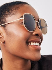 Rose Gold Smokey Lens Soft Hexagon Sunglasses - Image 2 of 6