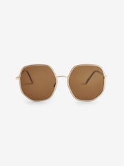 Rose Gold Smokey Lens Soft Hexagon Sunglasses - Image 4 of 6