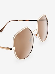 Rose Gold Smokey Lens Soft Hexagon Sunglasses - Image 6 of 6