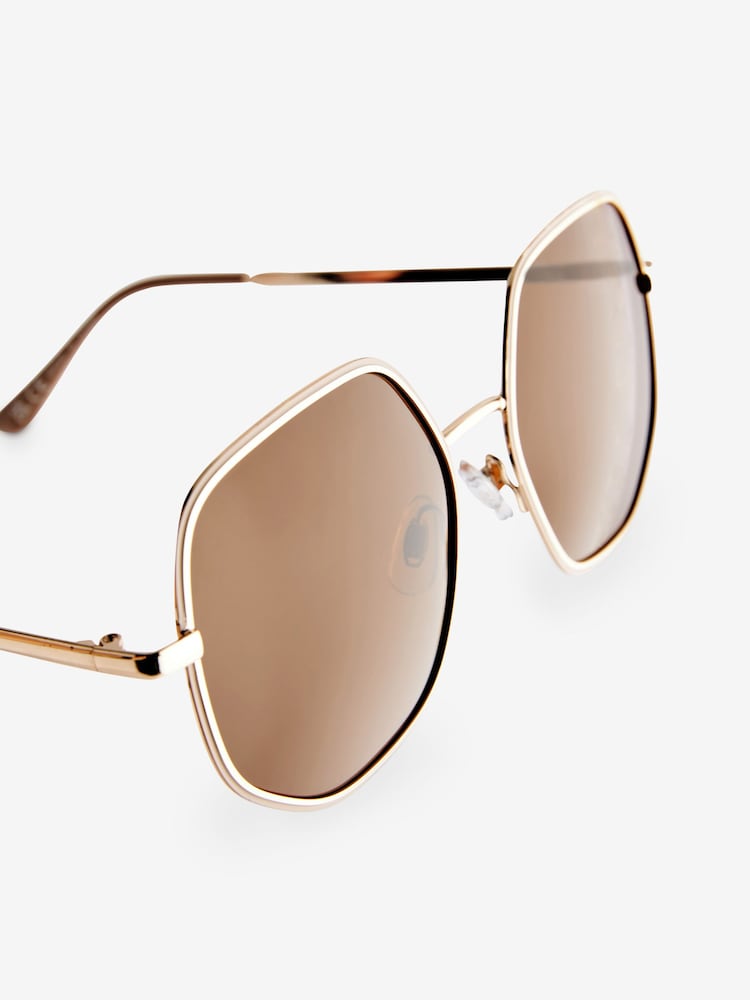 Rose Gold Smokey Lens Soft Hexagon Sunglasses - Image 6 of 6