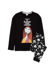 Vanilla Underground Black Womans Disney The Nightmare Before Christmas Multicoloured Long Sleeve Long Leg 100% Cotton Pyjamas Set - Image 1 of 6
