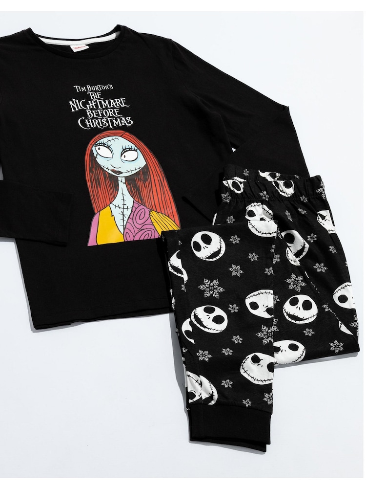 Noir - Vanilla Underground Womans Disney The Nightmare Before Noël Multicoloured Manches longues Long Leg 100% Cotton Pyjamas Ensemble - Image 4 of 6