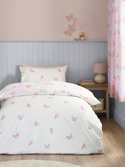 Catherine Lansfield Pink Ombre Butterflies Reversible Duvet Cover and Pillowcase Set - Image 2 of 4