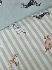 Catherine Lansfield Green Dog Stripe Reversible Duvet Cover and Pillowcase Set - Image 5 of 5