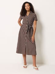 M&Co Brown Stripe Shirt Dress - Image 1 of 6