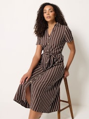 M&Co Brown Stripe Shirt Dress - Image 2 of 6