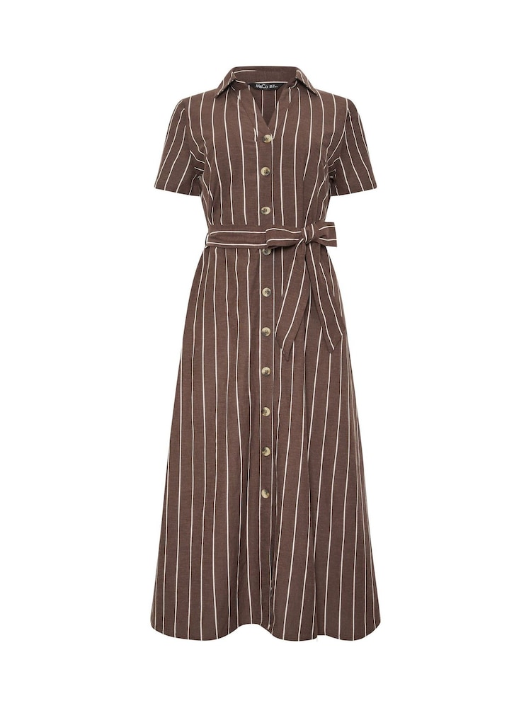 M&Co Brown Stripe Shirt Dress - Image 6 of 6 M&Co Brown Stripe Shirt Dress - Image 6 of 6
