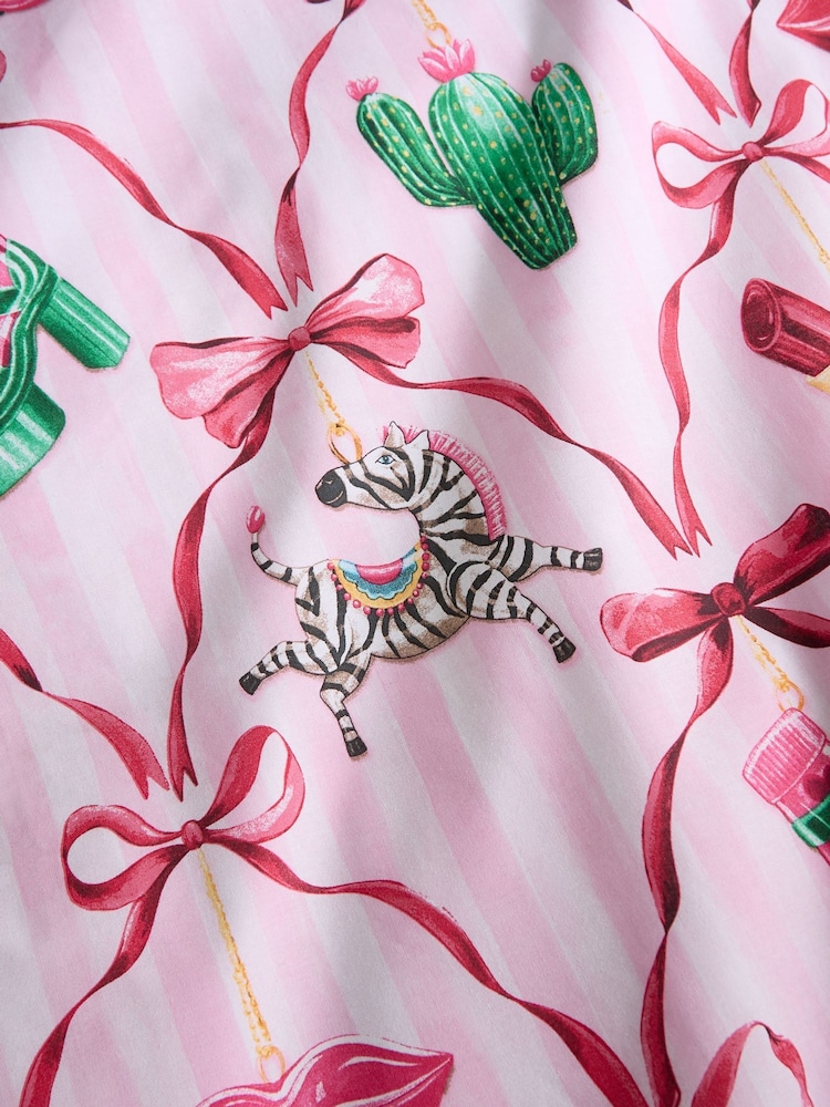 Catherine Lansfield Pink Christmas Kitsch Reversible Duvet Cover and Pillowcase Set - Image 5 of 5