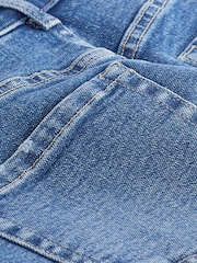 Mid Blue Super Soft Raw Hem Denim Shorts - Image 6 of 6