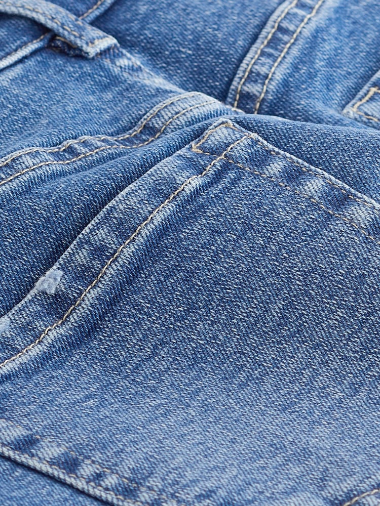 Mid Blue Super Soft Raw Hem Denim Shorts - Image 6 of 6