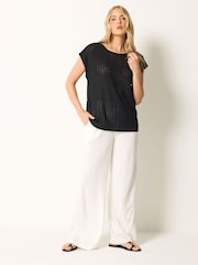 Long Tall Sally Black Trim Crew Neck Top - Image 2 of 5