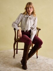 Joules Everly Check Tie Neck Blouse - Image 5 of 8