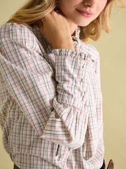 Joules Everly Check Tie Neck Blouse - Image 7 of 8