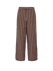 M&Co Brown Petite Stripe Wide Leg Trousers - Image 6 of 6