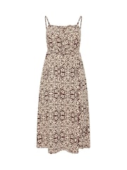 Yours Curve Brown Limited Abstract Animal Tie Strap Dress - Image 5 of 6