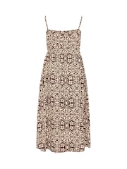Yours Curve Brown Limited Abstract Animal Tie Strap Dress - Image 6 of 6