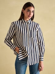 Joules Amilla Navy & Cream Stripe Shirt - Image 1 of 6